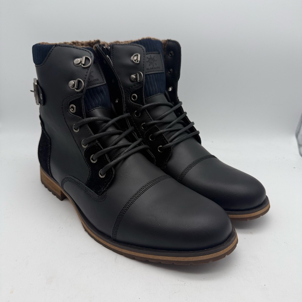 BRAND NEW GLOBALWIN Winter Cap Toe Black Boot Faux Fur Lined Men’s Size 10